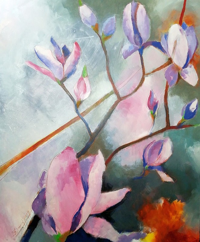 Florales Gemälde für Büro, Auftragsmalerei